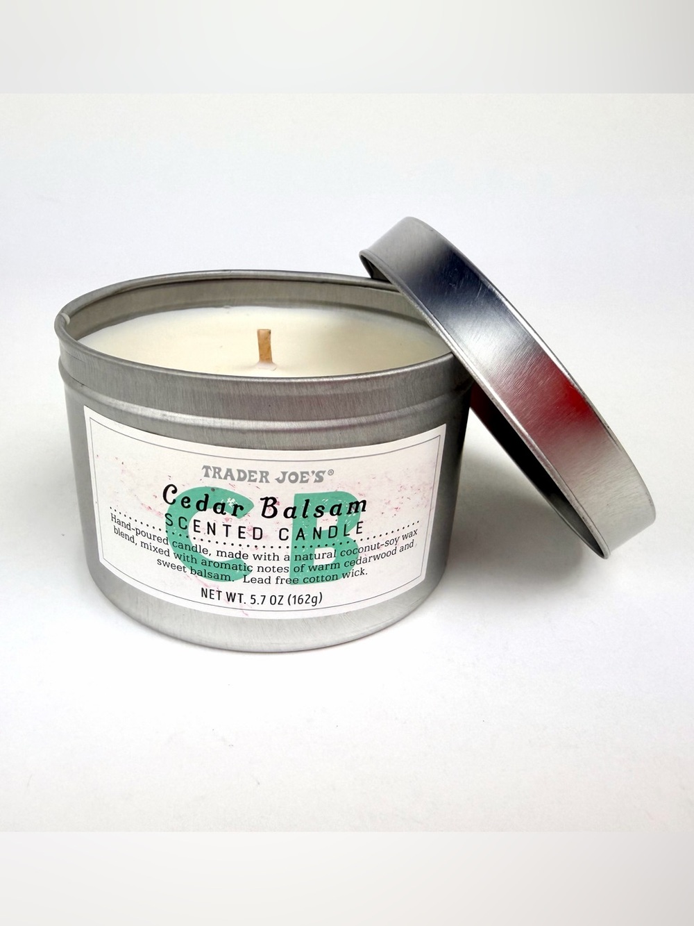 Trader Joe’s Cedar Balsam Scented Candle, NWT.
